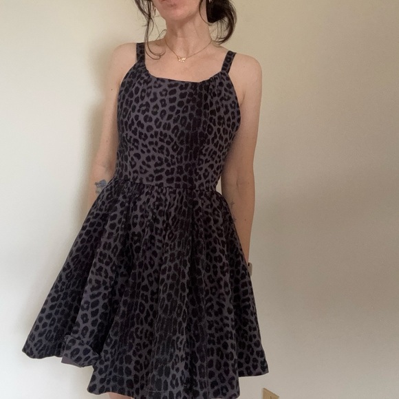 Trashy Diva Gray Leopard Mini Fit and Flare Party Dress 2 - Picture 1 of 10